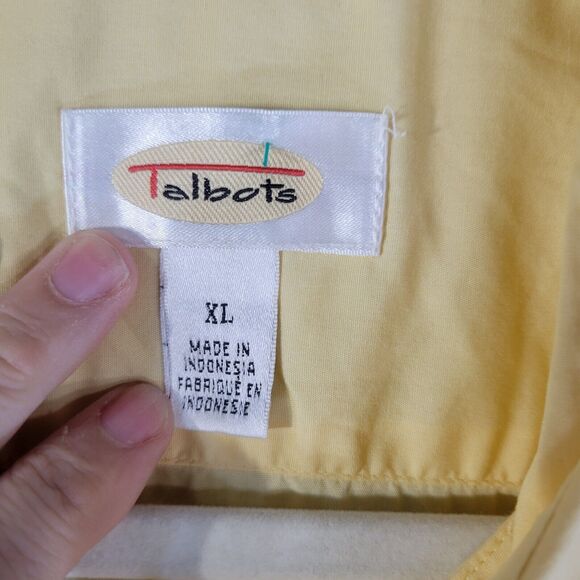 Vintage Talbots Womens Button Front top Size Xl Yellow Cotton Collared Career - Picture 3 of 7